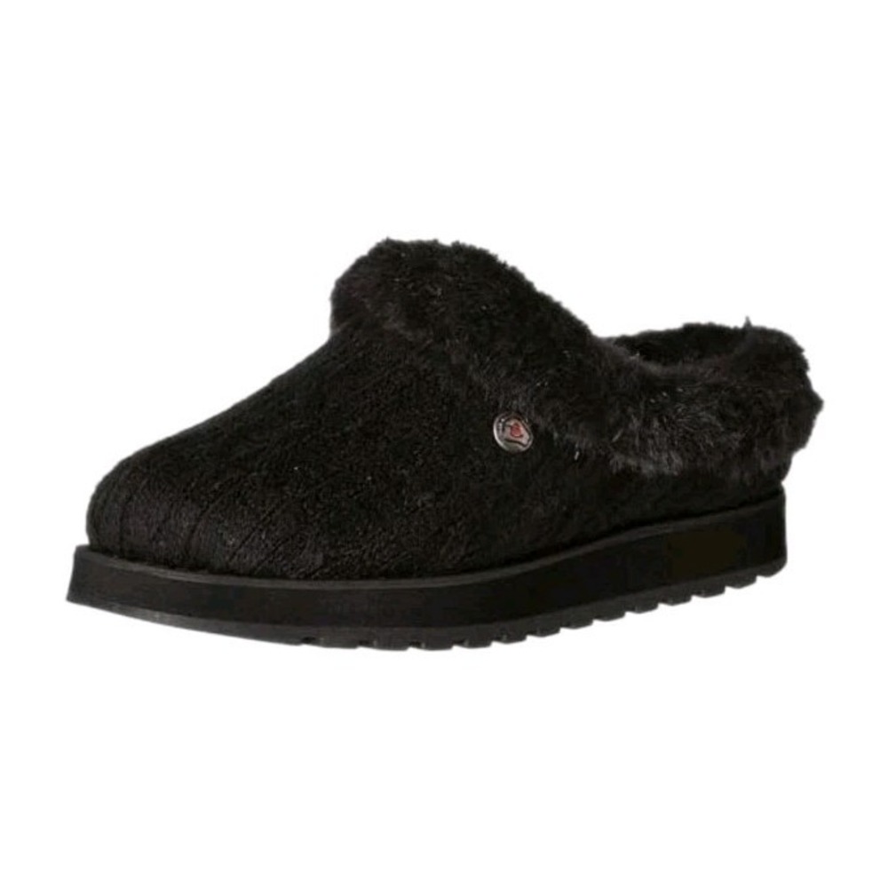 Skechers Women's Bobs Keepsakes Ice Angel Slip On Slippers Black Size 8